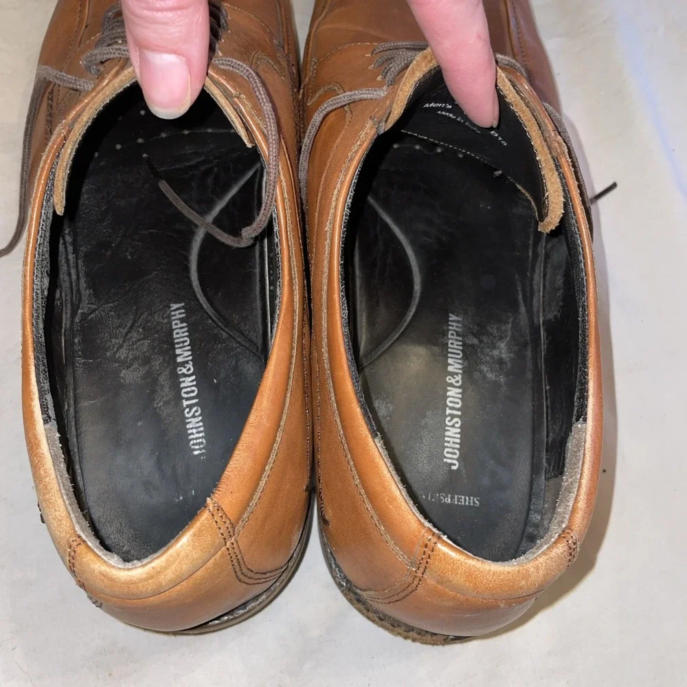 Johnston & Murphy Brown Lace Up Oxford Shoe Size 15M 20-8766‎ Larsey Apron Toe